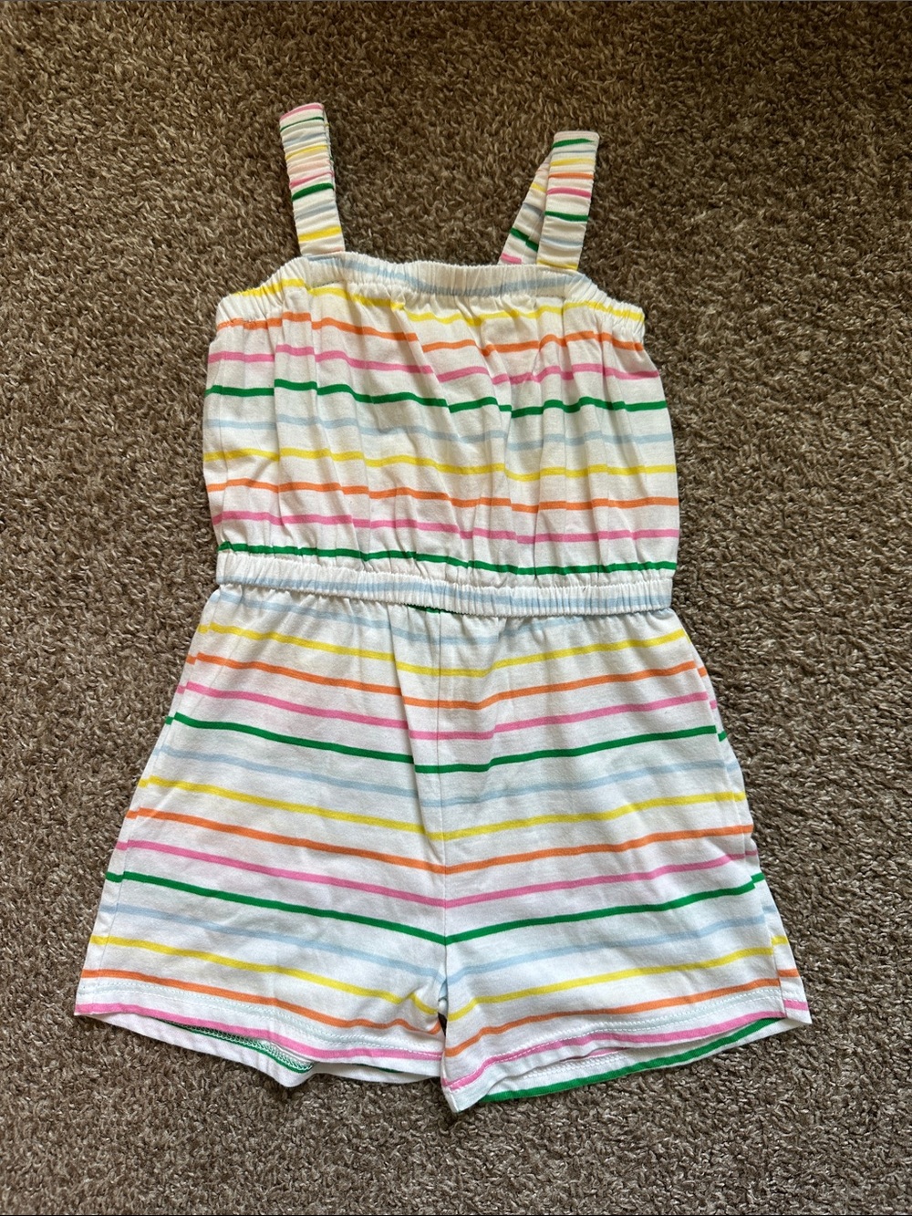Old Navy White Multicolor Striped Cotton Romper